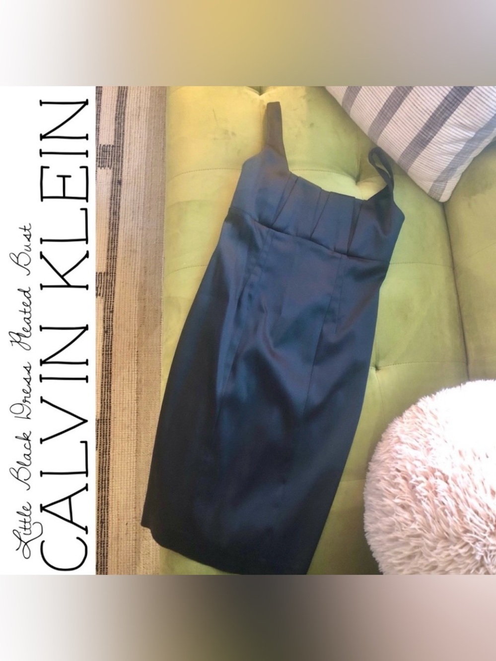 Calvin Klein Sleeveless Pleated Bust Little Black Dress